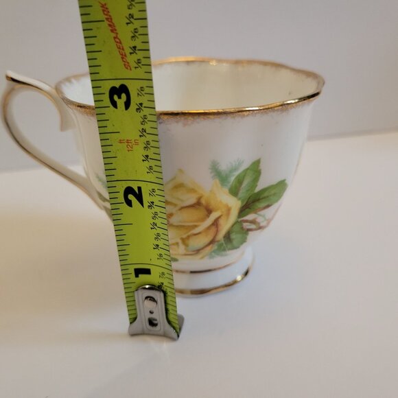 Royal Albert Bone China Tea Cup & Saucer Set Yellow Rose Pattern Gold Trim - Picture 10 of 11